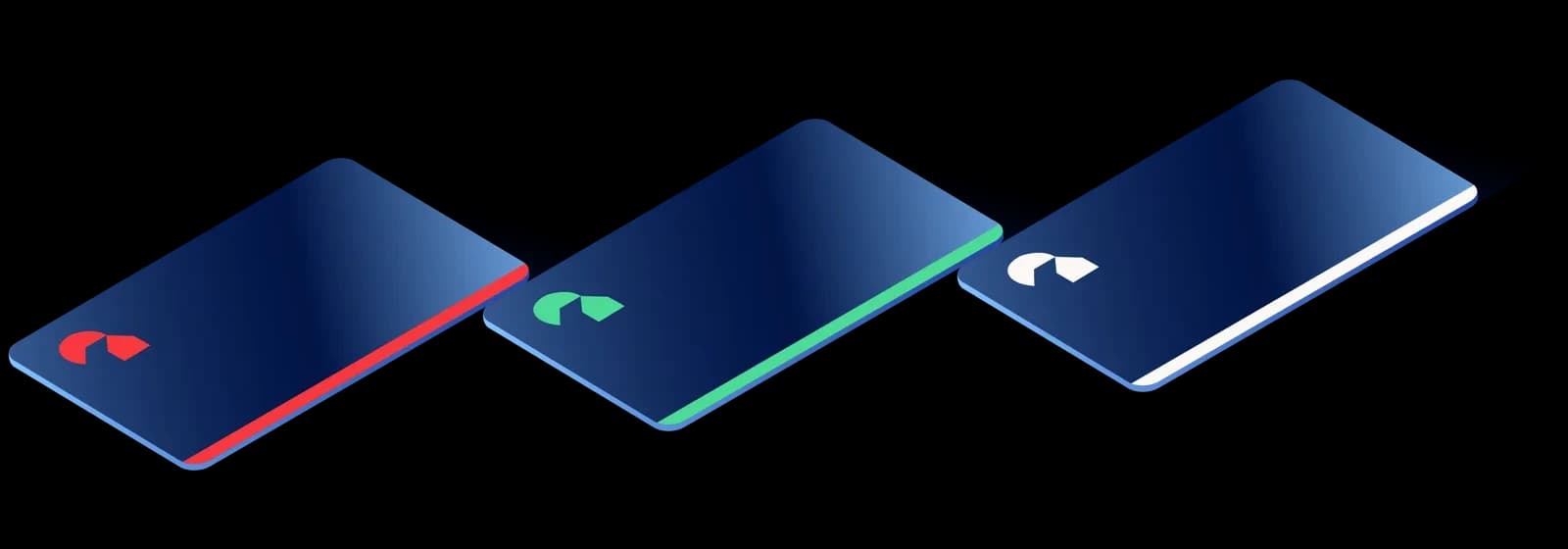 Nationwide's own illustrations of its FlexAccount, FlexDirect and FlexPlus debit cards: navy cards with the Nationwide symbol, edged in red, green and white